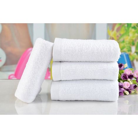 Serviette De Bain - 30 x 65 cm - Coton 100 % - Blanche - Pour Salle De Bains Hotel Ou Voyage - 1 Pièce (1/4)