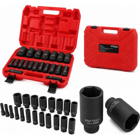 Set di bussole a impatto da 20 pezzi da 1/2" 10-38 mm Kraft&Dele (1/5)