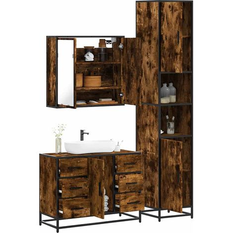 3-tlg. Badmöbel-Set Räuchereiche Holzwerkstoff vidaXL (1/5)