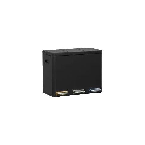 Poubelle, Acier Inoxydable, 3 Compartiments, noir, 3x 15L (45L)-b (1/2)