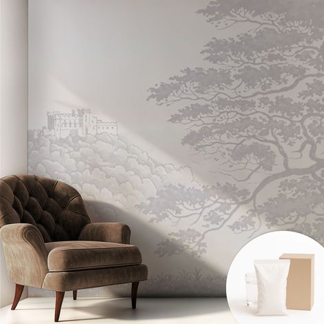 Papier peint intissé mural avec imprimé motifs décoratifs - style contemporain - Colle incluse gratuite Paysage de château 250x250 cm (1/5)