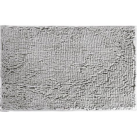 Tapis shaggy pour chambre, tapis moelleux et duveteux en fausse fourrure pour la décoration hivernale et de Noël, tapis de bain rectangulaire antidérapant, lavable et absorbant - Gris 60 x 90 cm