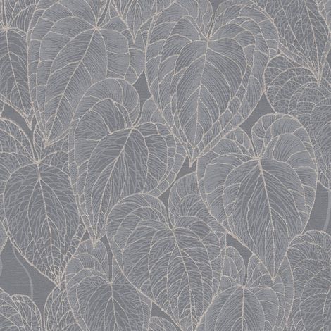 Papier peint nature Profhome 781283 papier peint intissé gaufré à chaud texturé avec des ornements floraux subtilement chatoyant gris argent 5,33 m2