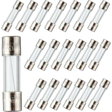 Lot de 20 Fusibles Verre 5A 250V 5x20mm Fusion Rapide pour Électronique et Appareils Électriques (1/4)