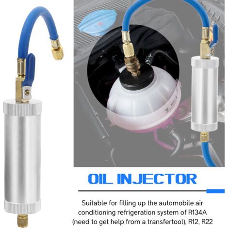 Outil de teinture pour injection d'huile de climatisation R12 R134A R22, tube de remplissage de liquide de refroidissement pur de 2 onces 1/4" (1/4)