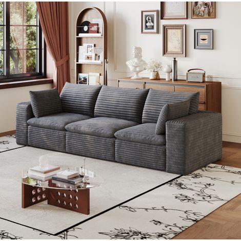 Modulares Sofa 260 cm dunkelgrau aus Stoff mit Schaumstoffkern und abnehmbaren Polstern (1/5)