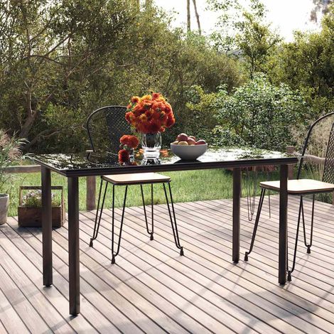 Teenpull – Garten-Esstisch Schwarz 200x100x74 cm Stahl und Hartglas (1/5)
