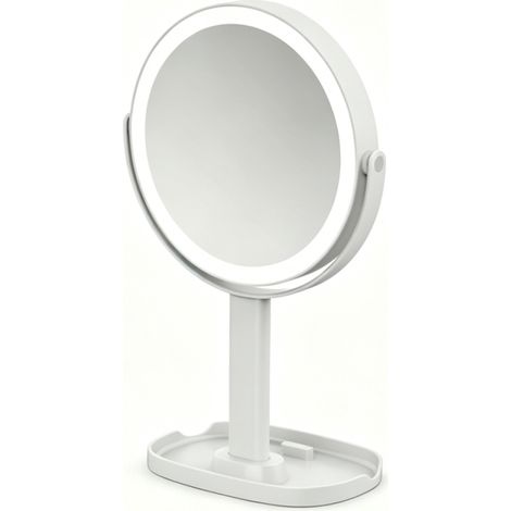 Beleuchteter Kosmetikspiegel, Vergrößerungsspiegel mit Licht, 20-fache Vergrößerung, 18 cm doppelseitiger Kosmetikspiegel, 3 Farben, 64 LEDs, drehbarer beleuchteter Kosmetikspiegel (1/5)