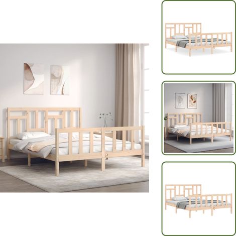 The Living Store Cadre de lit sans matelas 160x200 cm bois massif de pin - Cadre de lit (1/5)