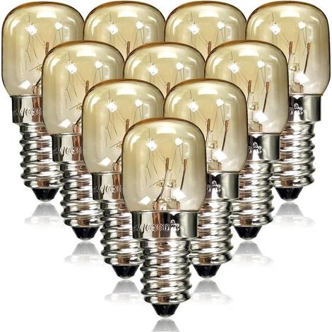 Lot de 10 ampoules pygmées SES E14 avec culot à baonnette - Ampoules pour four/micro-ondes résistantes jusqu'à 300 °C - Ampoules de nuit (25W) (1/5)