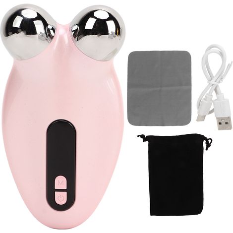 Rouleau de massage visage anti-rides raffermissant lifting machine de beauté microcourant rose (1/5)