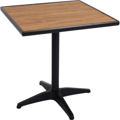 Tavolino quadrato esterno bar HHG-861 alluminio aspetto legno 74x70x70cm nero teak