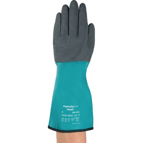 Gant chimique AlphaTec 58-201 taille 9 vert/gris EN 388.EN 374 PSA III (Par 6) (1/5)
