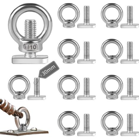 10 Pcs Ecrous à œil de Taille M10 Tige Filetée M830mm Écrou à Anneau de Levage Boulon à œil Anneaux en Inox D'écrous à Anneau Femelle Boulon à Oeil pour Raccord de Corde Accessoires de Levage (1/5)