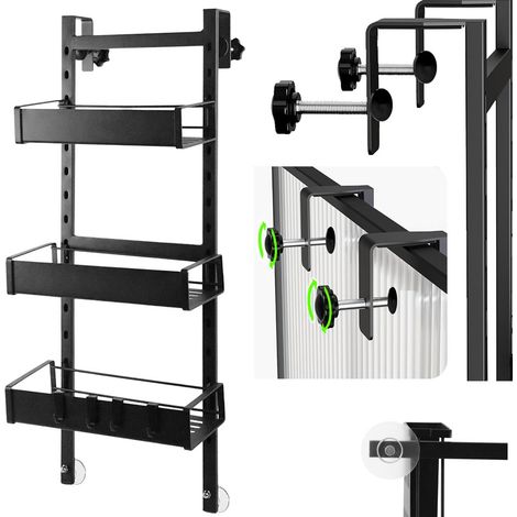 Duschablage zum Hängen Metall Duschregal ohne Bohren 3 Körbe Duschorganizer schwarz (1/5)