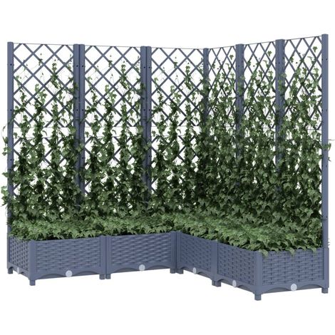 Jardinière avec treillis Gris foncé 120x120x121,5 PP (1/5)
