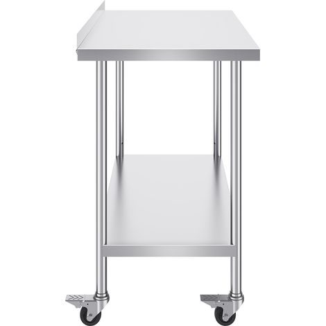 Mophorn Edelstahl-Arbeitstisch 24 x 48 x 40 Zoll, kommerzieller Arbeitstisch mit Rollen, einstellbarer Höhe, robuster Tisch für Lebensmittelzubereitung für Restaurant, Zuhause, Hotel (1/5)
