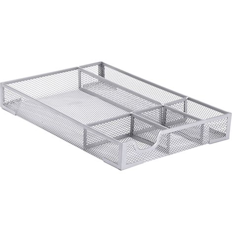 boîte de rangement-Organisateur de bureau métalique avec compartiments et base antidérapante (1/5)