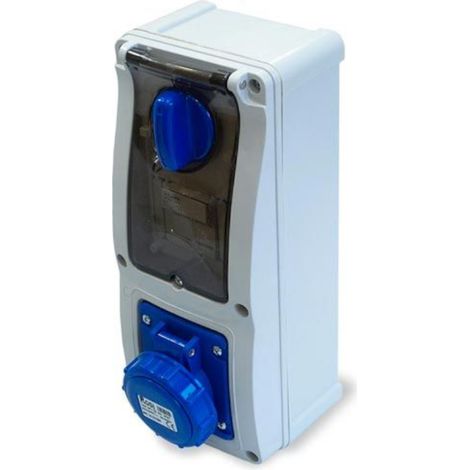 Presa interbloccata verticale con sezionatore, con fondo, con portafusibile, 230V, 3 poli, 32A, IP67 - Rosi 16.3232B6 (1/2)