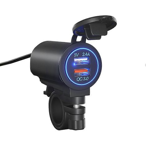 Chargeur double port USB compatible avec couvercle à ressort, accessoires de chargeur pour outils, lumière bleue (1/5)