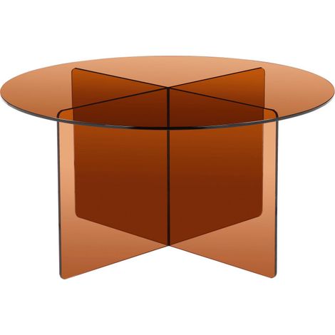 Table basse ronde en verre ø80cm - Marron - Boston