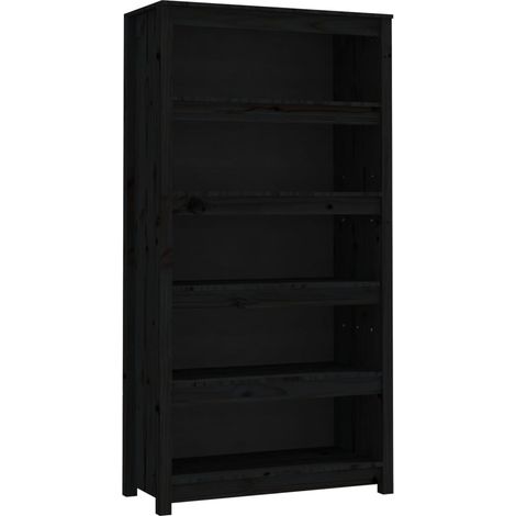 Maison Exclusive - Bücherregal Schwarz 80x35x154 cm Massivholz Ki