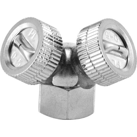 Buse d'irrigation chromée en cuivre G1/4, tête d'arrosage en forme d'éventail, accessoires pour arroseurs électriques (buse à 2 têtes) (1/5)