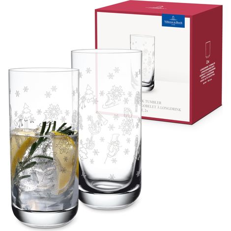 Ensemble De Verres Long Drink Avec 2 Verres À Boire En Cristal, Verre, Transparents, Résistants Au Lave-Vaisselle, Contenance De 330 Ml (1/5)
