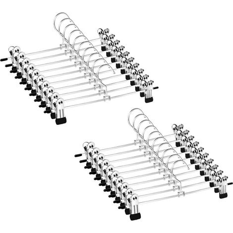 Lot de 20 Cintres Porte-Pantalons Métal, Pantalon Cintres Porte Pantalons avec Deux Antidérapante Clips, Crochet pivotant à 360°,pour Pantalons, Jupes et Chaussettes, Hauts à Bretelles (1/5)