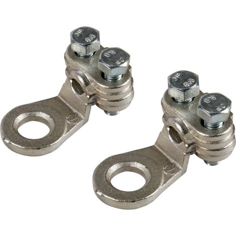 Set 2 pz capicorda di potenza in ottone nichelato, con fissaggio cavo a piastrina - Sezione 16 mm², foro 8 mm (1/3)