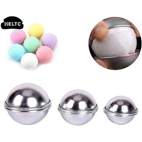 6 pièces/3 ensembles de nouveaux moules à boules de bain, moules sphériques en alliage d'aluminium pour le bain, moules à gâteaux et pâtisseries (1/4)