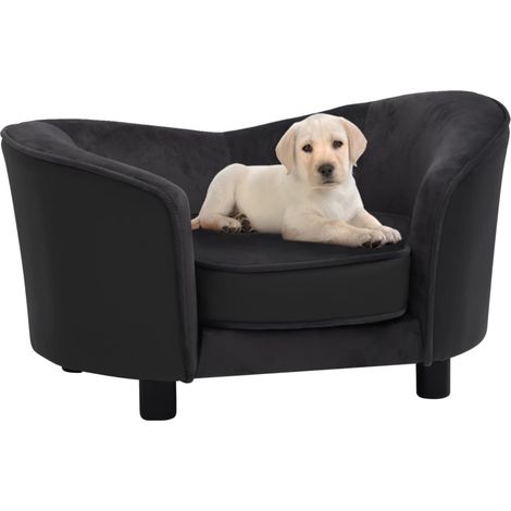 Canapé pour chien, Lit pour animal, Fauteuil pour chien Noir 69x49x40 cm Peluche et similicuir MJU2132 (1/5)