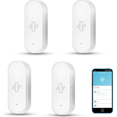 Capteur De Vibration WiFi - 1 Unité - Plastique Blanc - Détection Verre Cassé - Sécurité Maison Et Fenêtre - Compact (1/5)