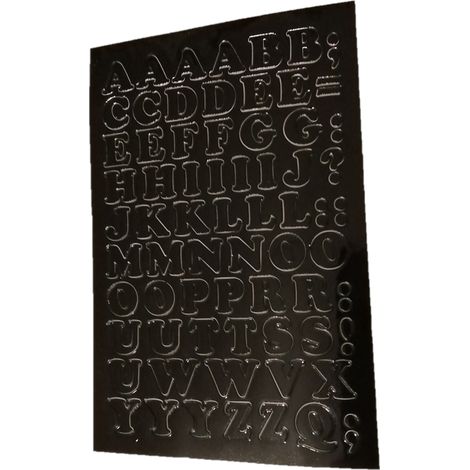 Letras autoadhesivas de lámina de 1 cm, color negro.