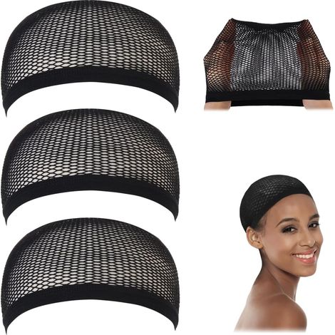 3 Pièces Bonnet de Perruque pour Femmes, Filet à Cheveux pour Perruque, ubi Filet à cheveux pour maintenir la soie et les cheveux raides pendant la nuit en nylon extensible et durable (1/5)