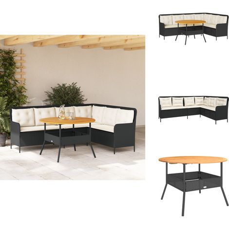2-tlg. Garten-Sofagarnitur mit Auflagen Schwarz Poly Rattan - Garten Sofagarnitur - Garten Sofagarnituren - Garten Sofa Set - Outdoor Sofagarnitur (1/5)