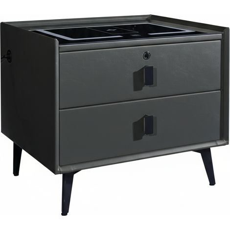 Comodino Smart LED Ricarica USB Wireless Mobile Notte Legno 50x40x50 cm nero