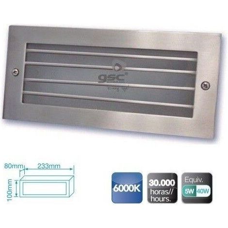 Aluminium Wandleuchte mit 5W LED Gitter zum Einbau GSC 0703406