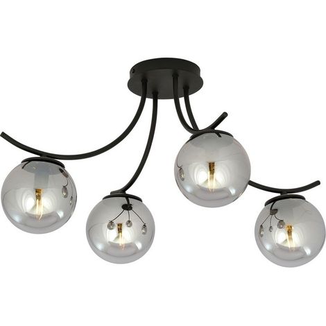 Lampada a Soffitto Boston, Acciaio verniciato a polvere, Vetro, Nero, Grigio, 70x37x65 cm (1/5)