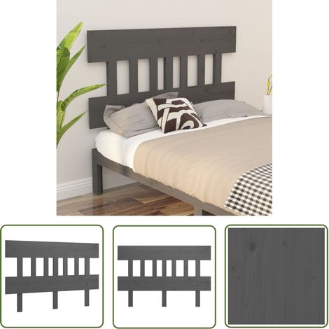 The Living Store Tête de lit Gris 138,5x3x81 cm Bois massif de pin - Tête De Lit - Lit - Bois Massif - Tête De Lit En Bois - Décoration Chambre (1/5)