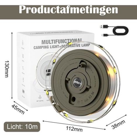Guirlande Lumineuse - 10 M - LED Chaud - Étanche IPX4 - Rechargeable USB - Pour Camping Randonnée Jardin Terrasse (1/5)
