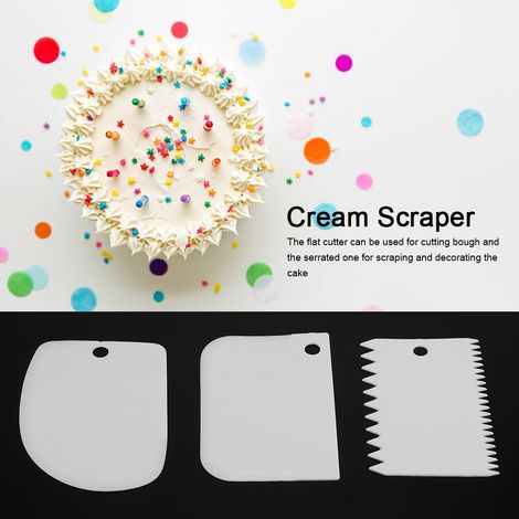 Ensemble de 3 spatules en plastique pour racler et découper la pâte à pâtisserie et décorer les gâteaux. (1/5)