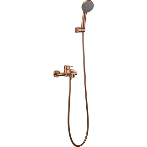 IMEX Mischbatterie für Wannen-Dusche ROMA gebürstetes Rosegold massiver Messingkörper 180 cm Metallflexschlauch ABS-Duschgriff 35 mm Keramikventil langlebige PVD-Oberfläche – Modell Imex-BDR001-