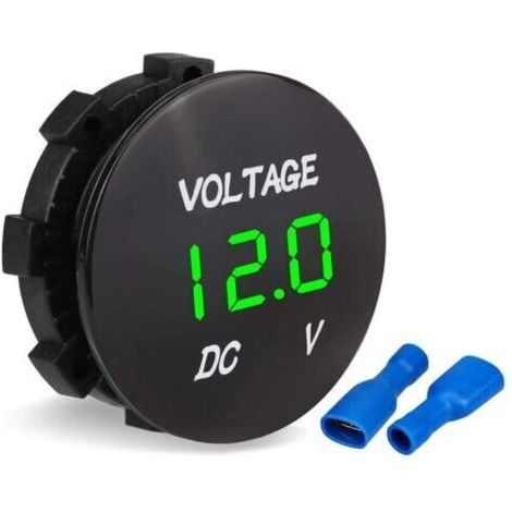 Voltmètre numérique LED DC 12 V-24 V pour voiture, moto, voiture, camion, bateau (lumière verte) (1/4)