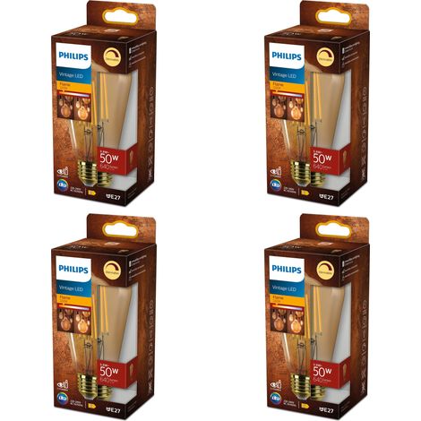 Philips Vorteilspaket E27 Edisonlampe Klar 50W Dimmbar Warmweißes Licht - 4 Stück (1/3)