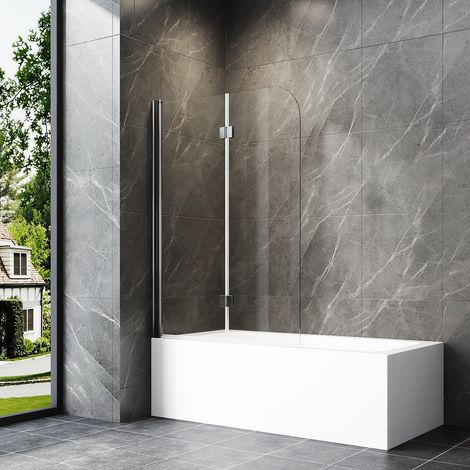 110x140cm Badewannenaufsatz 2-teilig Duschwand für Badewanne Duschtrennwand für Badewanne Duschwand Badewanne Faltwand Duschabtrennung Badewanne, 6mm NANO ESG Glas