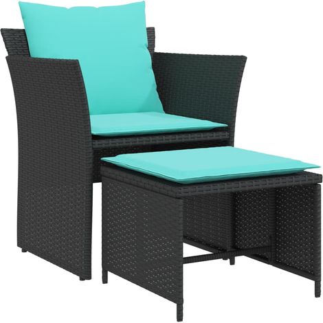 Maison Exclusive - Gartenstuhl mit Fußhocker Schwarz Poly Rattan