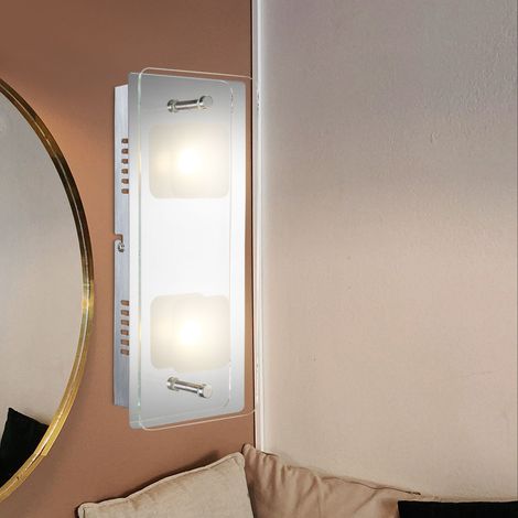 LED Wandlampe Wandleuchte Wohnzimmerleuchte Schlafzimmerlampe Flurleuchte, Metall Glas silber, 2 Flammig, 5W 400Lm 3000K warmweiß, L 28 cm