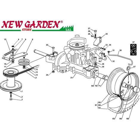 Esploso trasmissione 72 cm XF130HD trattorino rasaerba CASTELGARDEN 2002-13 5 CINGHIA