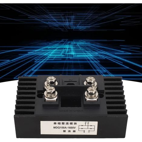 Pont redresseur MDQ100A-1600V noir avec dissipateur thermique intégré, étanche, avec déflecteur, remplace le pont monophasé QL100A. (1/5)